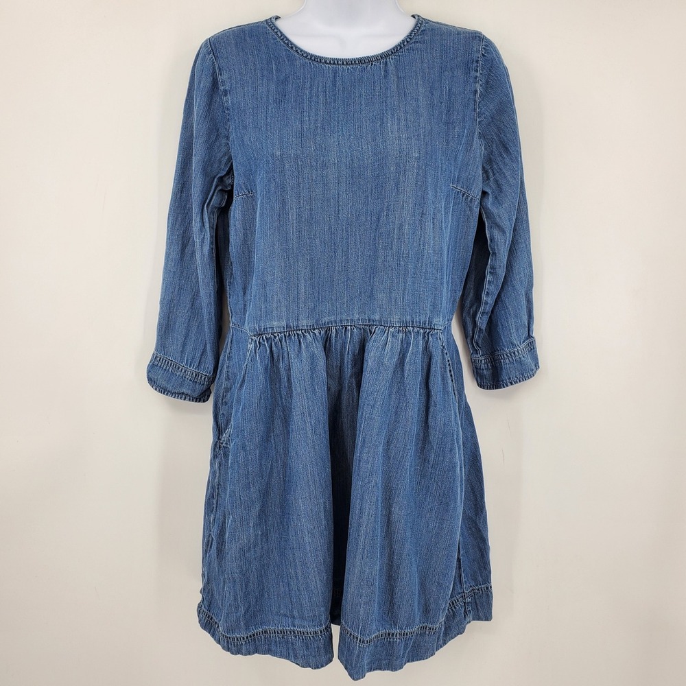 Abercrombie & Fitch Denim Mini Dress Medium Wash Blue Lyocell Linen M Boho